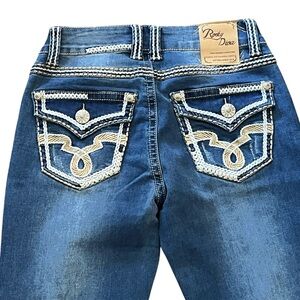 Rocky Diva Western Embellished Big Stitch Pocket Jeans Boot Cut Women’s 7
